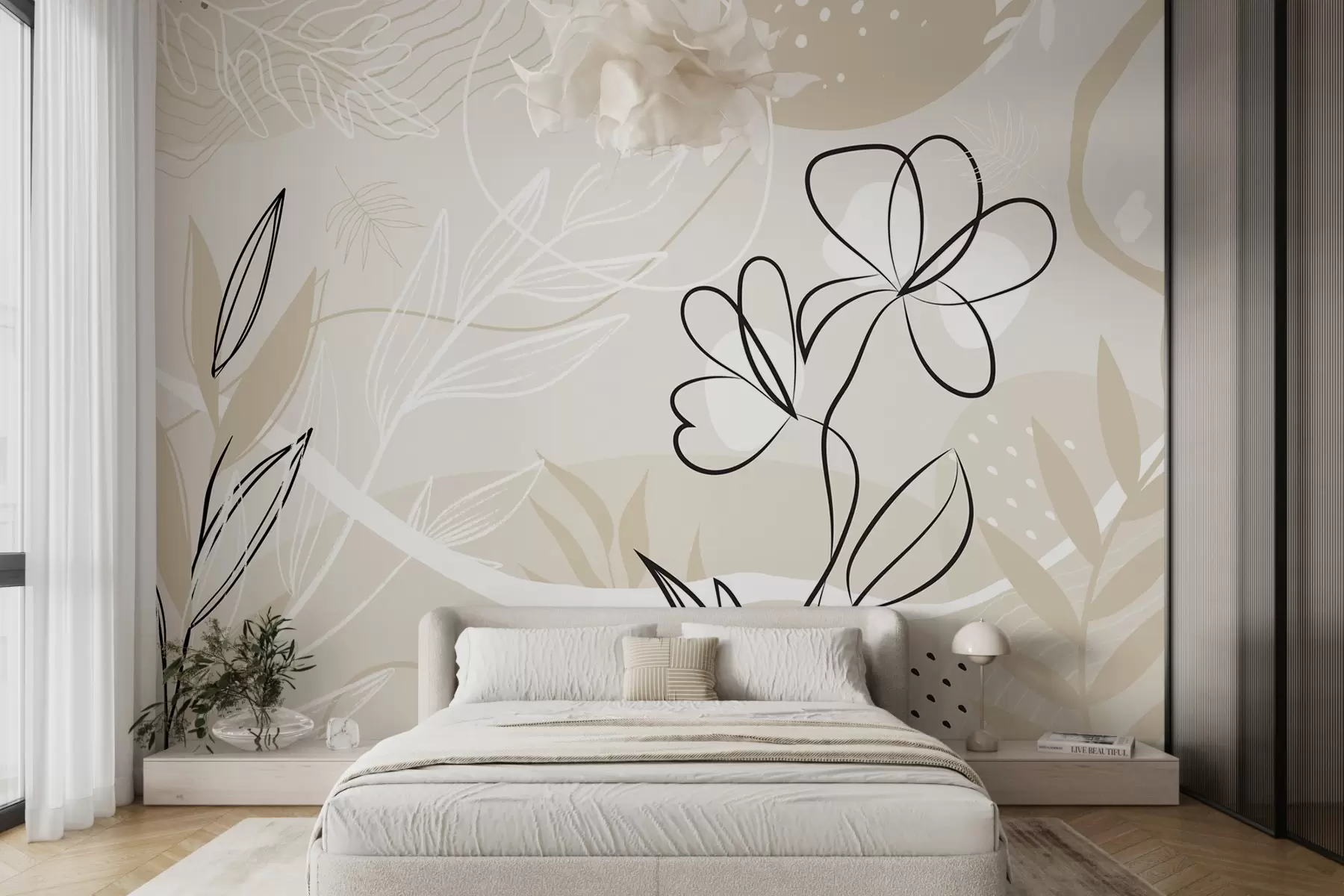 murales de pared Resumen con plantas w04760