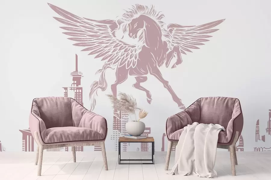 murales de pared Pegaso sobre la ciudad w04777