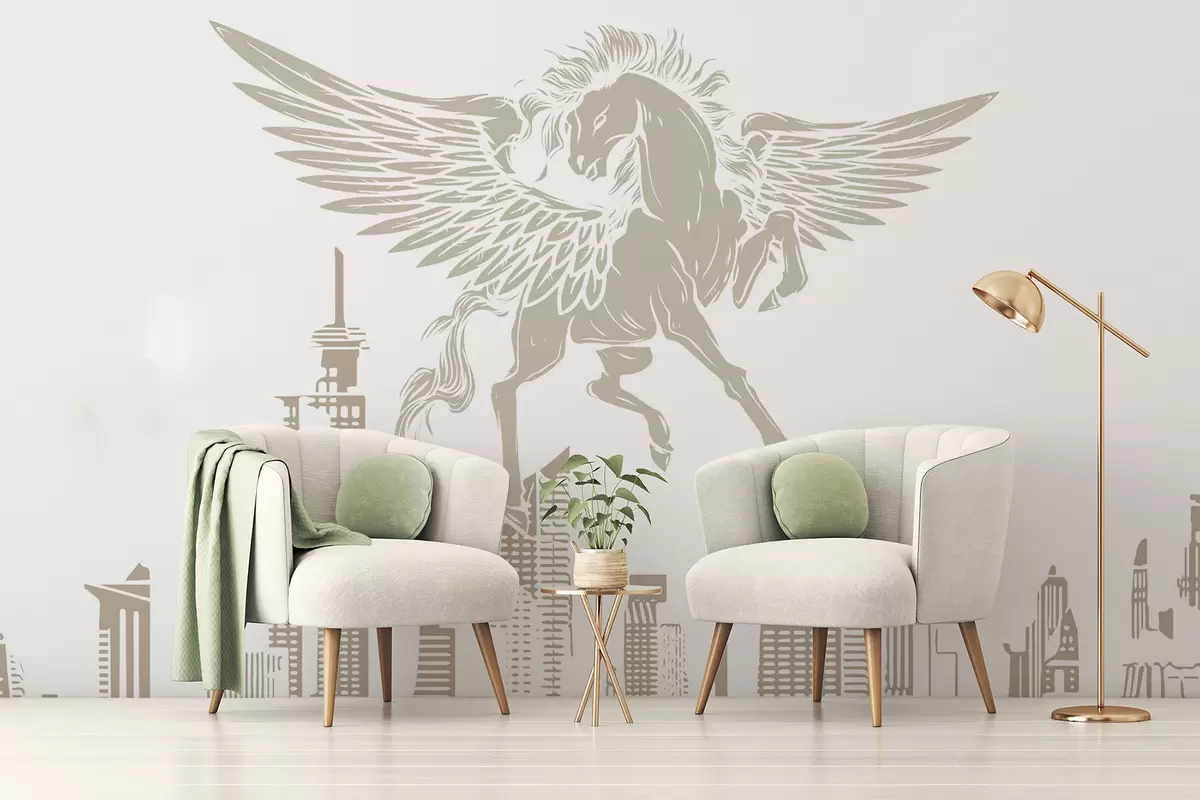murales de pared Pegaso sobre la ciudad w04777v1