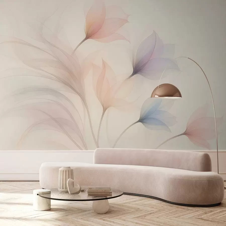 Murales de pared delicados tulipanes semitransparentes sobre fondo beige w04754 murales de pared delicados tulipanes semitransparentes sobre fondo beige w04754