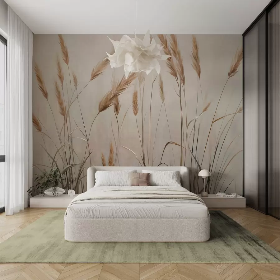 Murales de pared Campo con textura de trigo con espigas amarillas, fondo beige, iluminación natural, tonos cálidos, pinceladas detalladas w09493 murales de pared Campo con textura de trigo con espigas amarillas, fondo beige, iluminación natural, tonos cálidos, pinceladas detalladas w09493