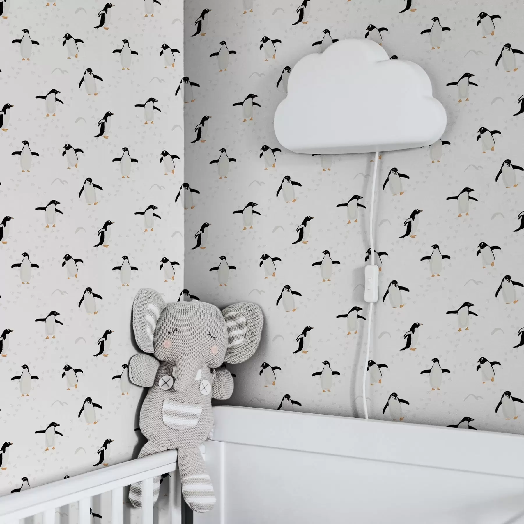 murales de pared Pingüinos sobre fondo blanco con huellas a00655v1