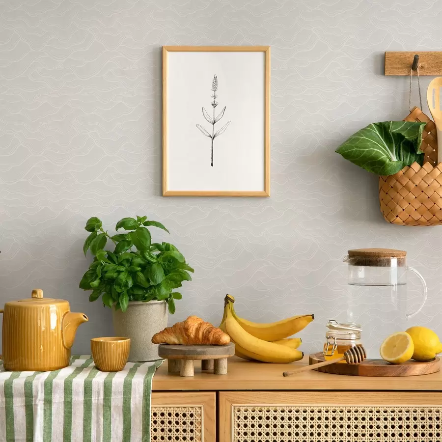 murales de pared Ondas de luz, relieve casi blanco, mínimo. a00682v2