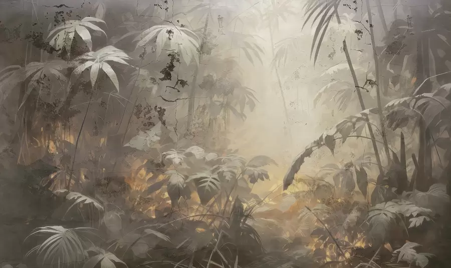 murales de pared Selva pintada detrás de un muro de hormigón grunge w04833