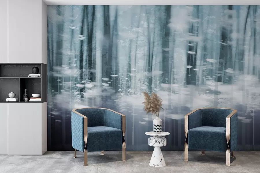 murales de pared Troncos de árboles estilizados en colores pastel w04844v1