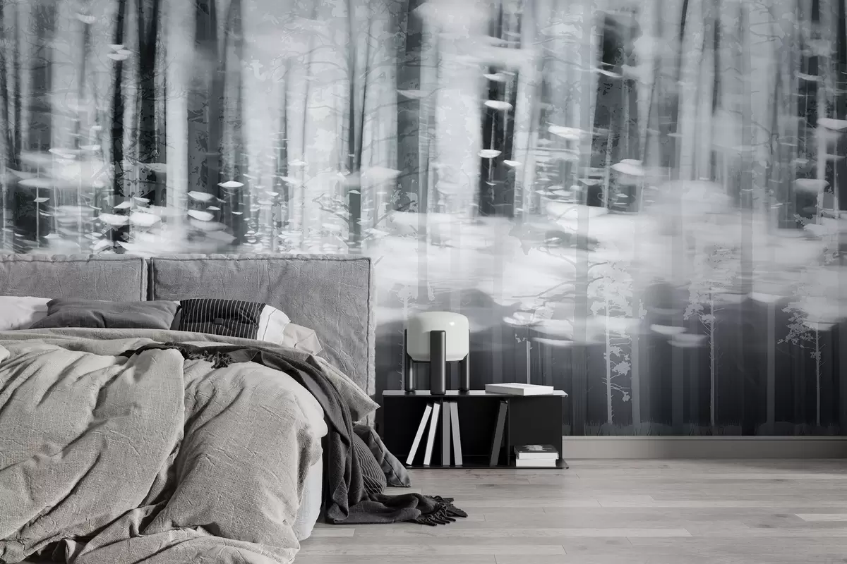 murales de pared Troncos de árboles estilizados en colores pastel w04844v2