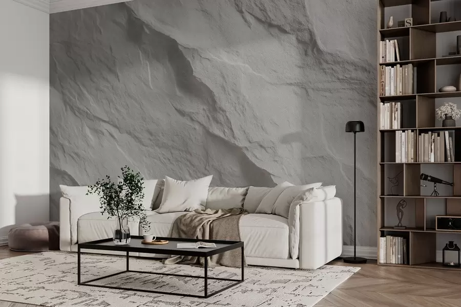 murales de pared imitación de roca blanca en diseño de interiores w04818