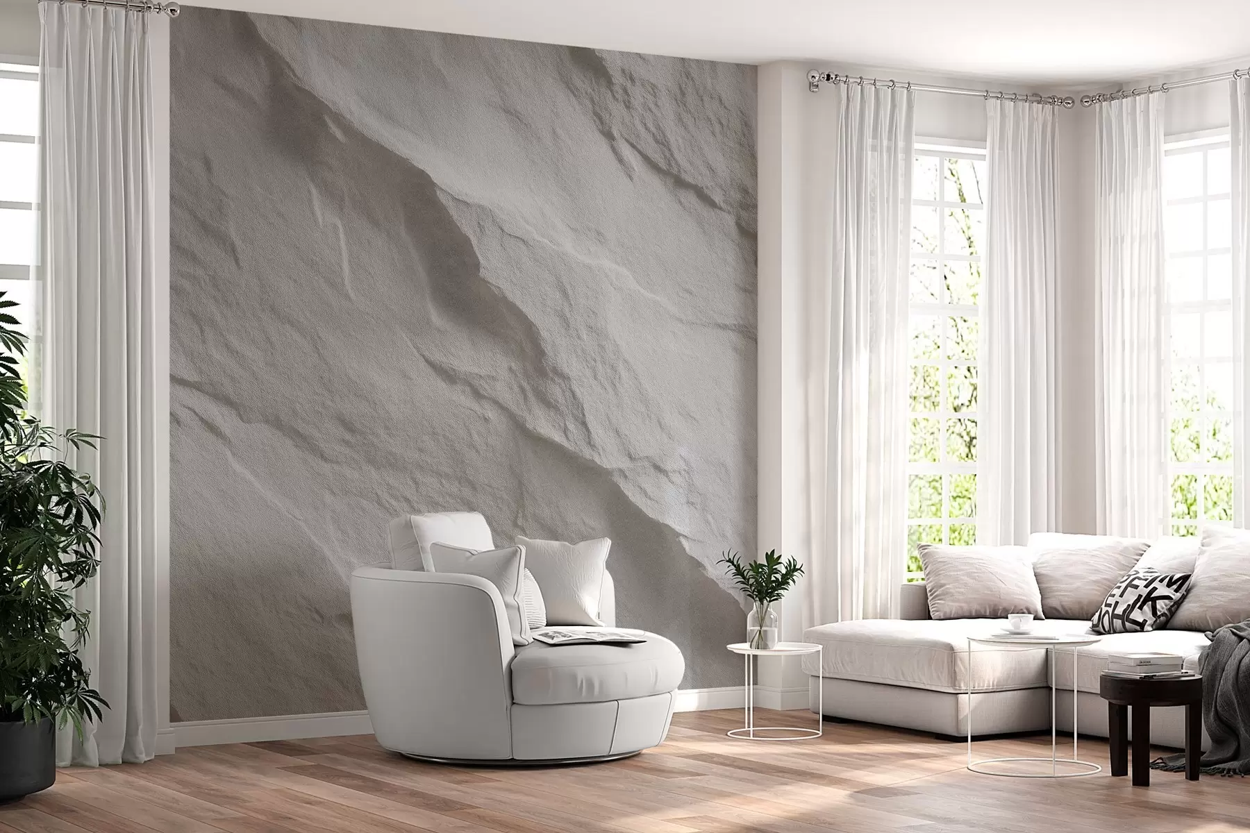 murales de pared imitación de roca blanca en diseño de interiores w04818