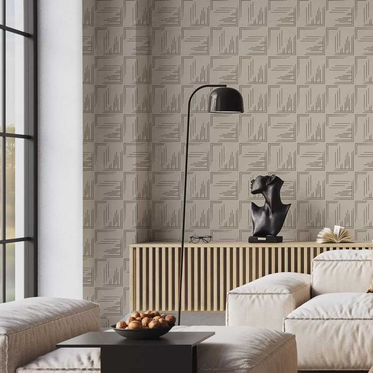 murales de pared Grandes cuadrados de cacao con rellenos de líneas variadas, arena a00913