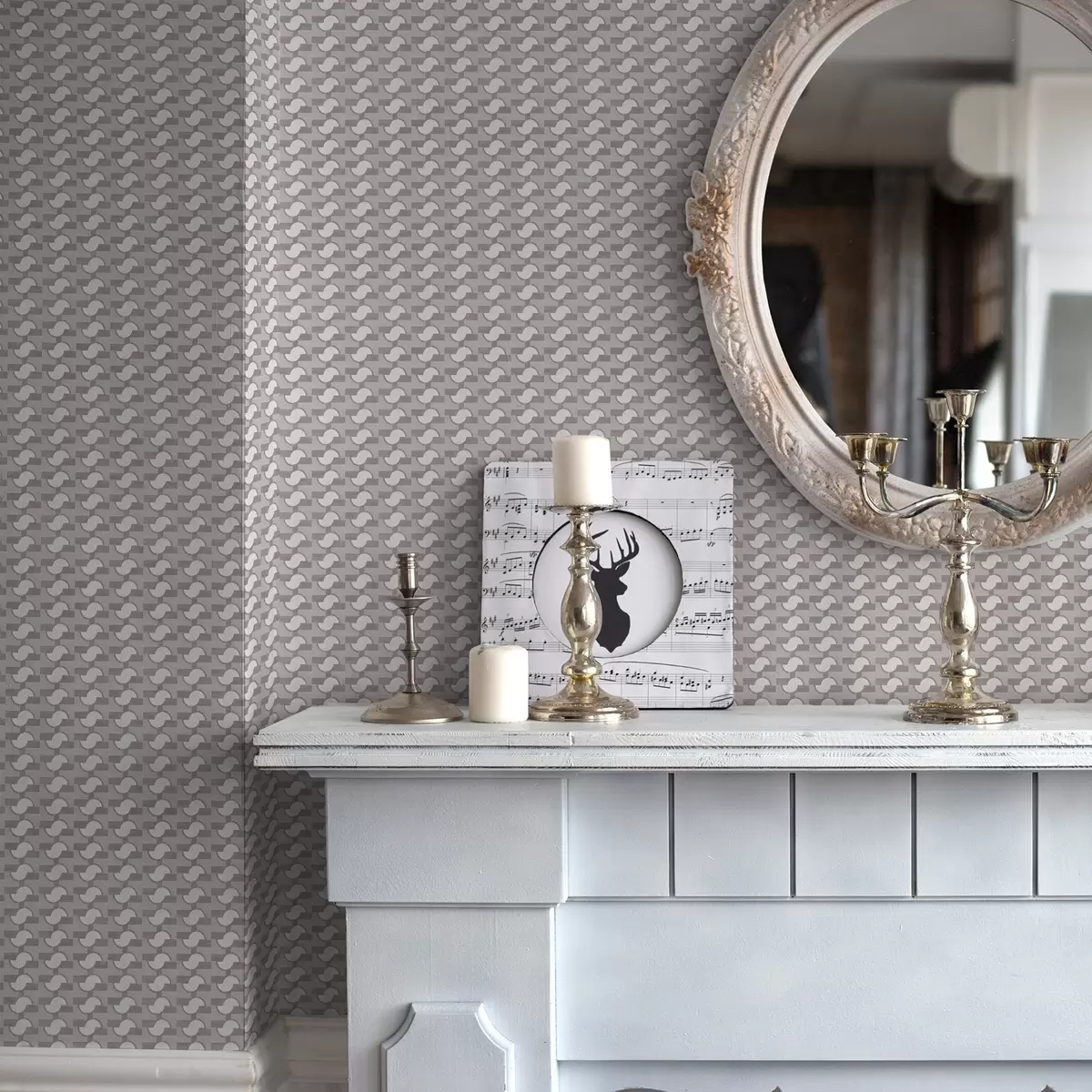 murales de pared Azulejos modulares malva con semicírculos unidos a00915