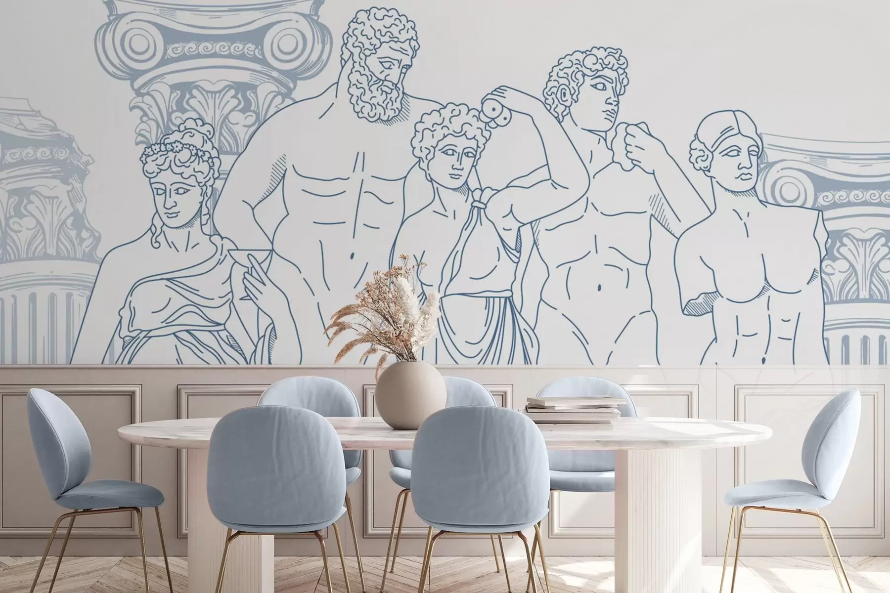 murales de pared Gente antigua y columnas w04865