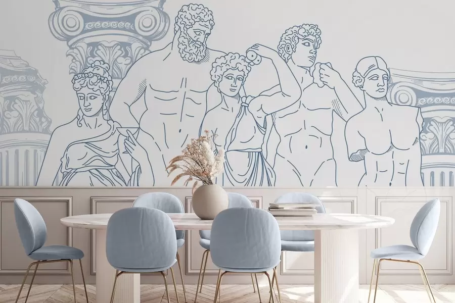 murales de pared Gente antigua y columnas w04865