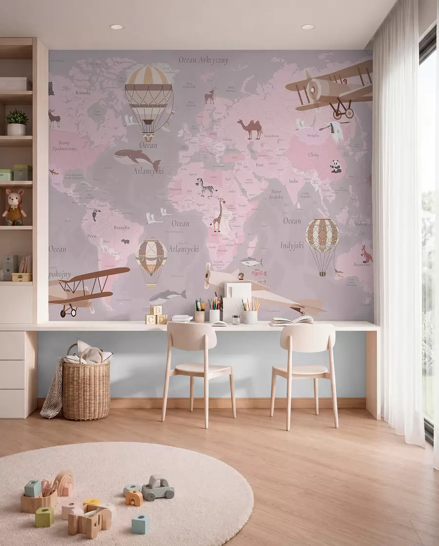 murales de pared Vuelos en polaco — rosa c00003plv3