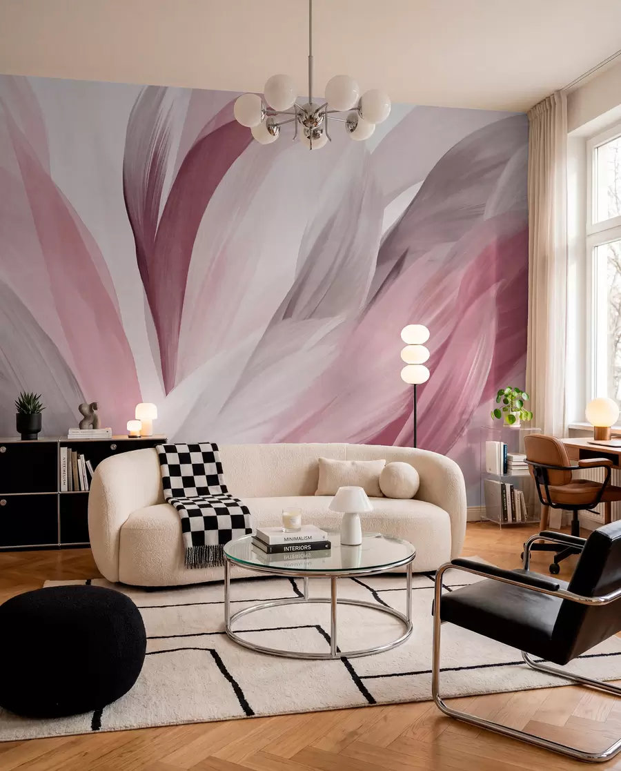 murales de pared Capas de plumas rosas w09531v2