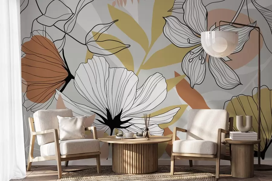 murales de pared Plantas y flores abstractas w04898