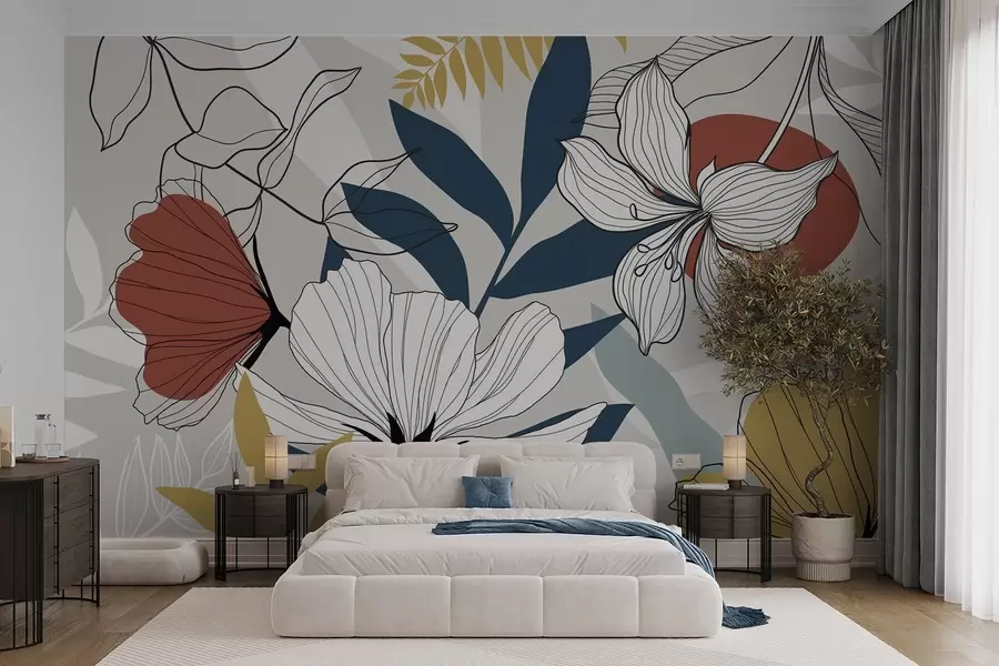 murales de pared Plantas y flores abstractas w04898v1