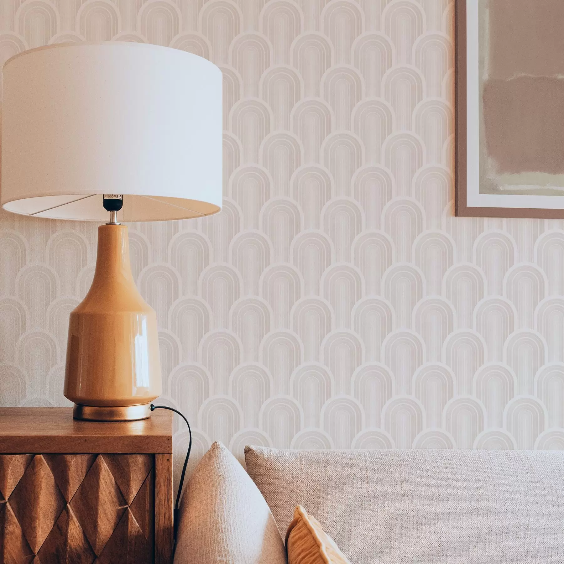 murales de pared Pequeños módulos en forma de arco en cálidos tonos crema-beige a00924