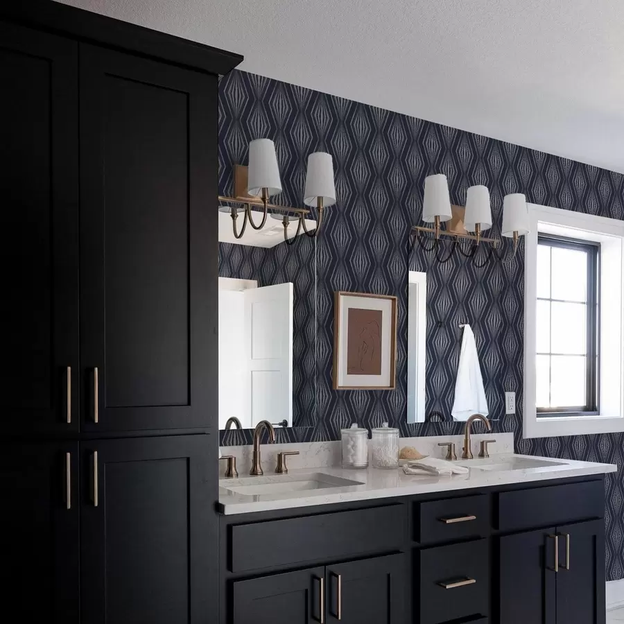 murales de pared Diamantes geométricos en forma de rayos sobre un fondo azul oscuro. a00925