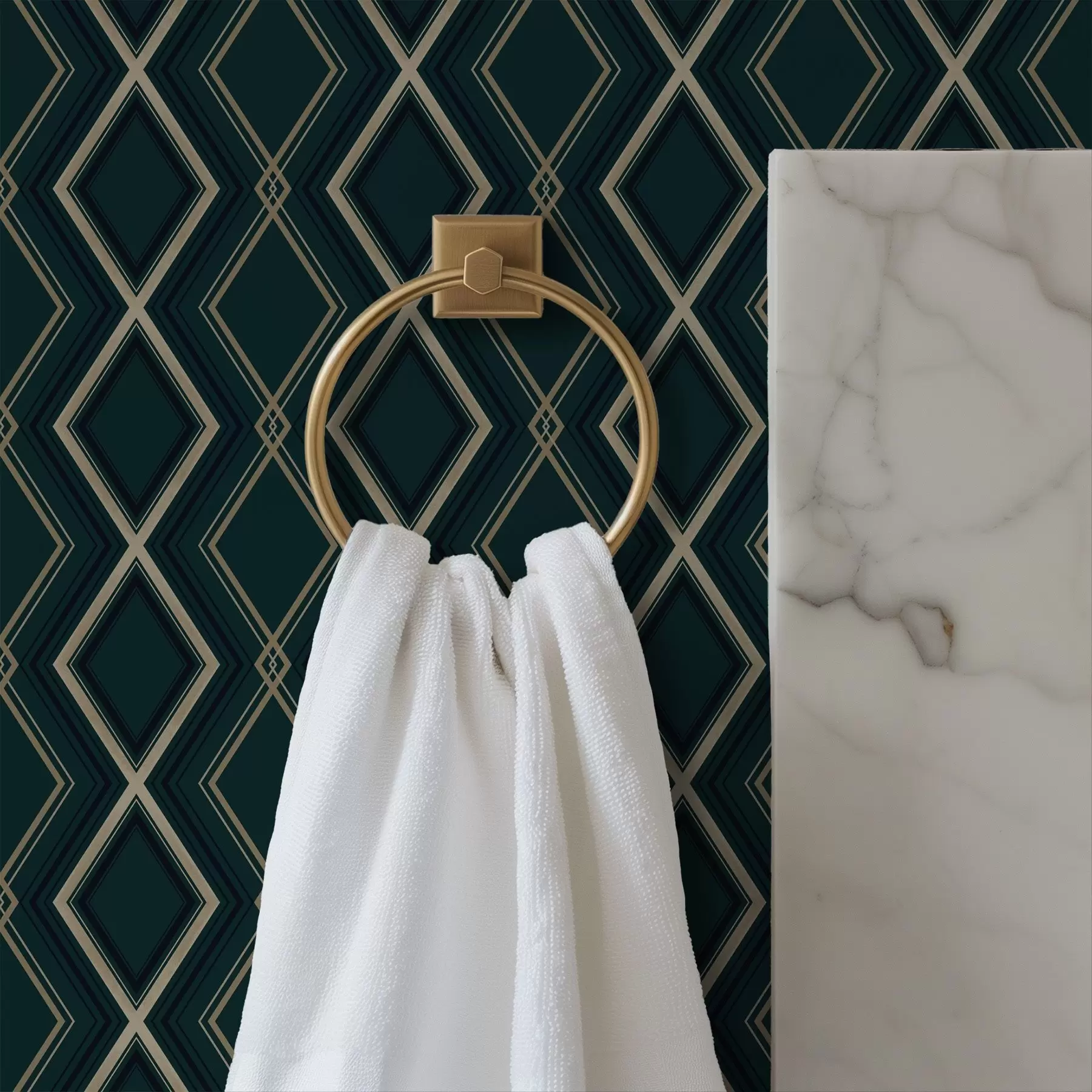 murales de pared Fondo verde azulado oscuro con una rejilla de rombos repetitiva. a00975v1