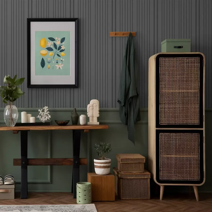 murales de pared Fondo gris oscuro con rayas verticales texturizadas a00979v1