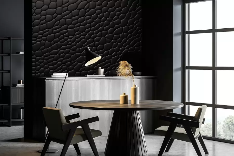 murales de pared Mosaico negro con suave relieve tridimensional. w04955
