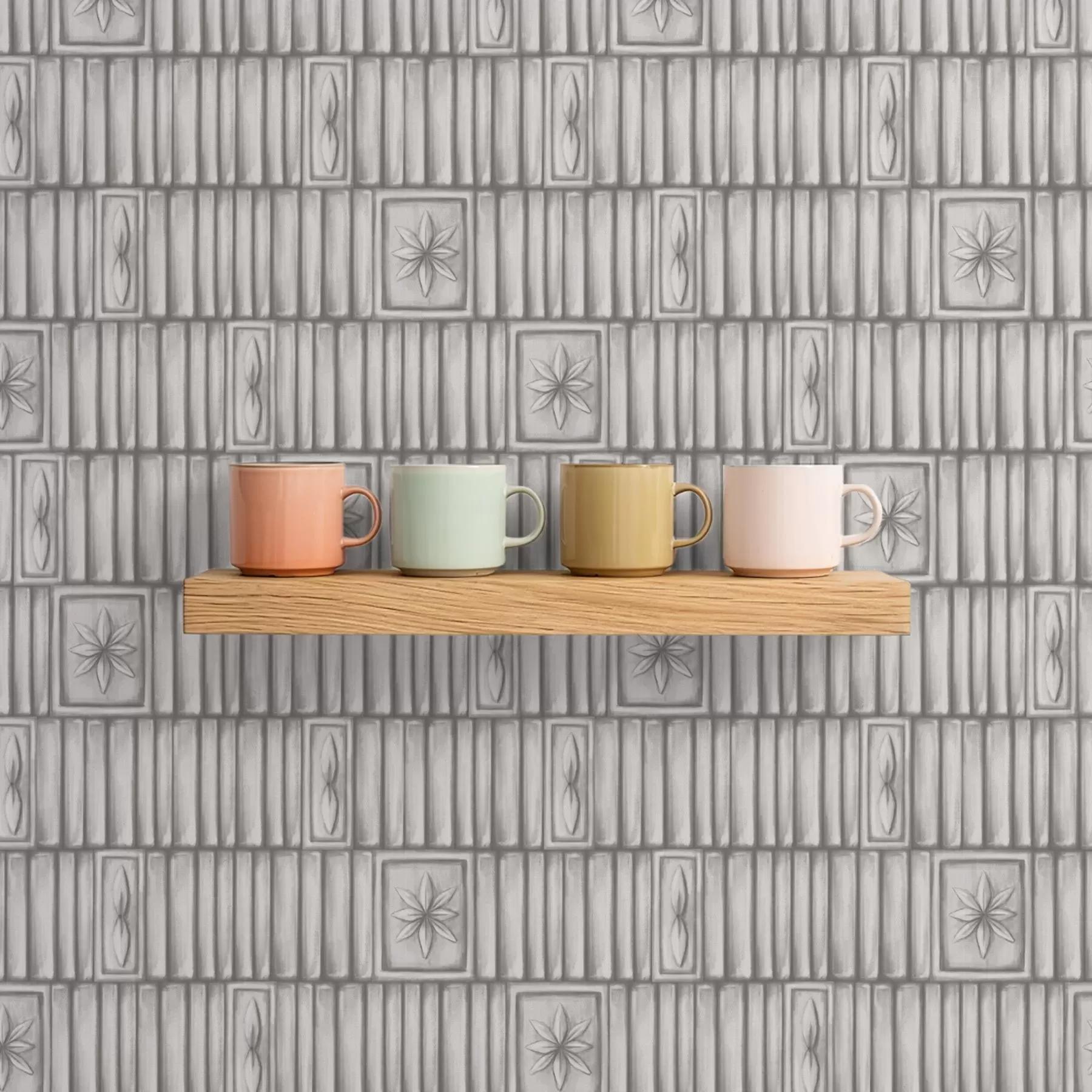 murales de pared Paneles verticales en relieve con inserciones florales gráficas a01058