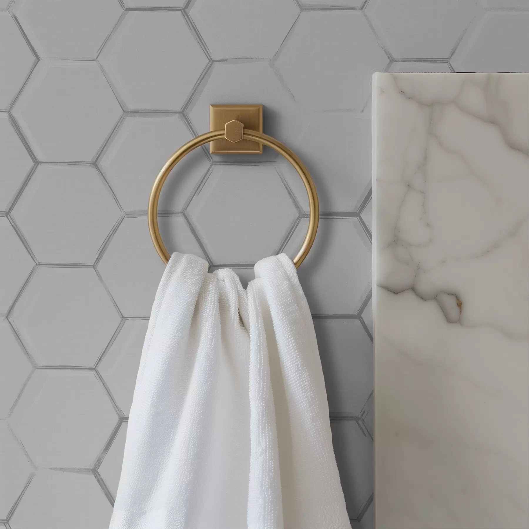 murales de pared Hexágonos tridimensionales blancos sobre un fondo liso a01059