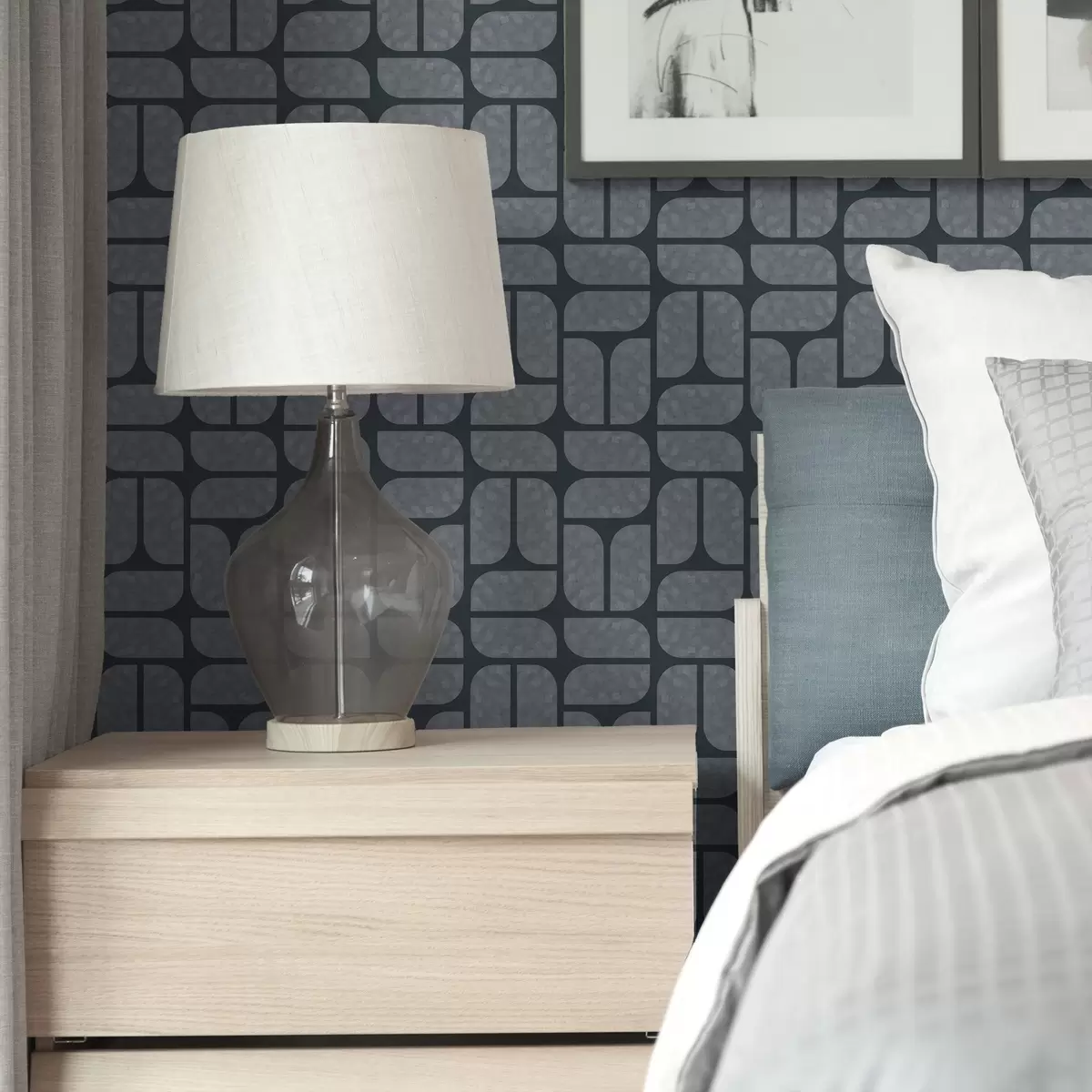 Papel pintado Fondo oscuro con mosaico gris de módulos redondeados a01069v1