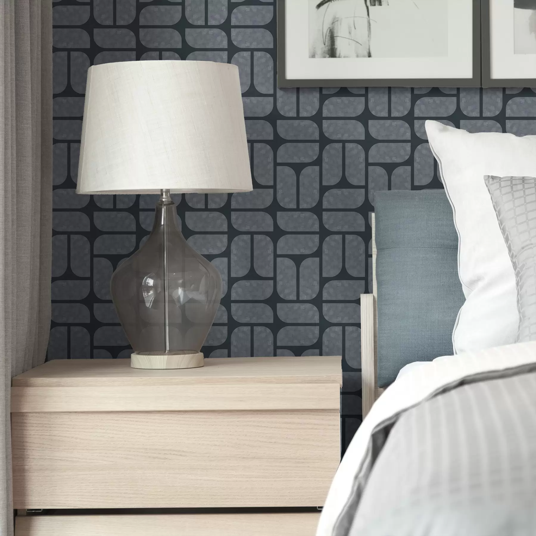 murales de pared Fondo oscuro con mosaico gris de módulos redondeados a01069v1