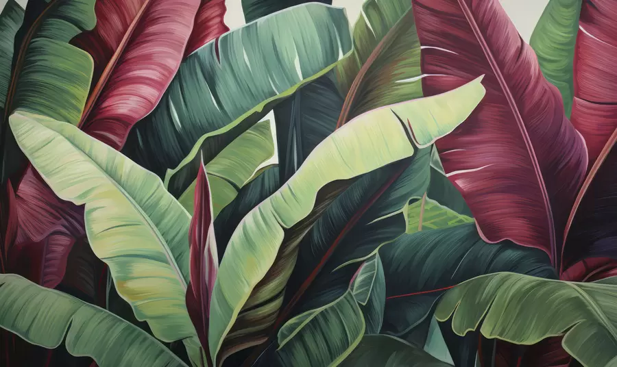 murales de pared Hojas exóticas y expresivas w05010