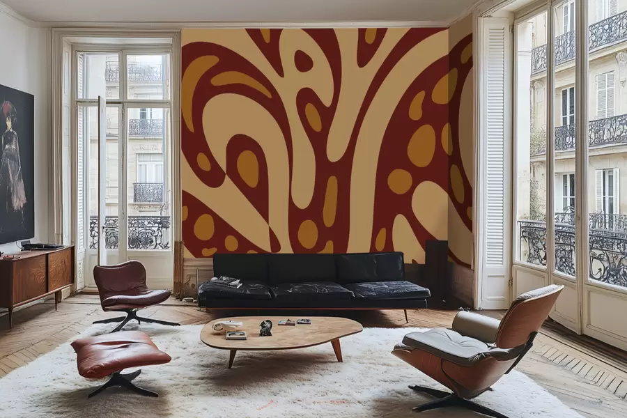 murales de pared Patrón abstracto con formas marrones y beige. w05071v2