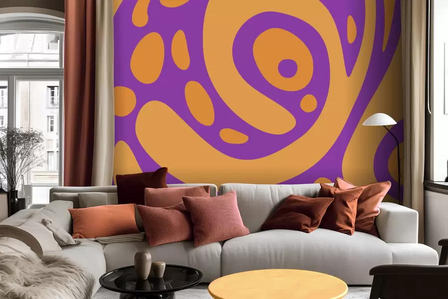 murales de pared Patrón abstracto con formas fluidas en dos colores. w05071v3