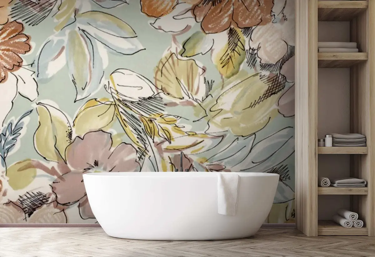 Murales de pared Pintar flores con follaje u71531 murales de pared Pintar flores con follaje u71531