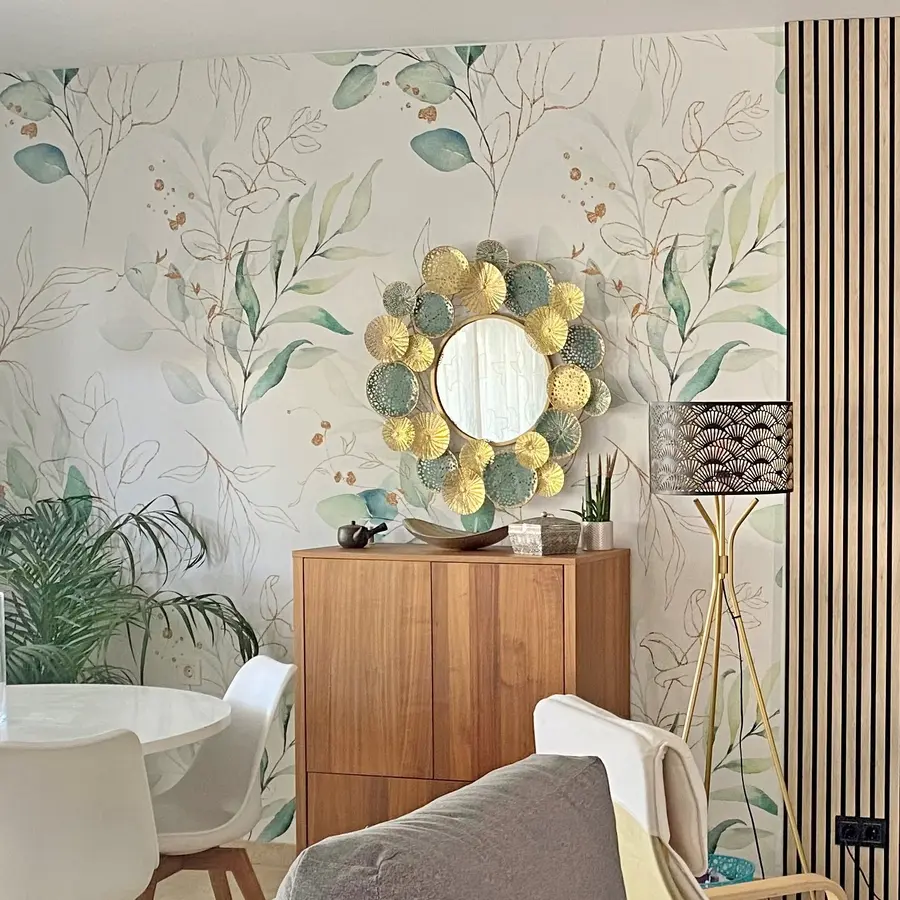 murales de pared Hojas verdes en estilo acuarela u71464