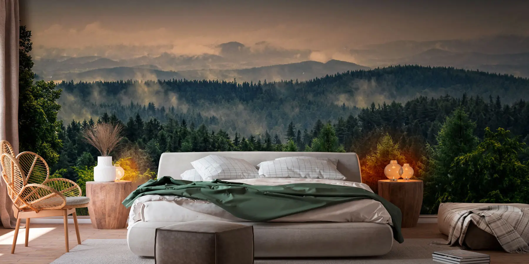 murales de pared Árboles de árboles en la niebla. u72174