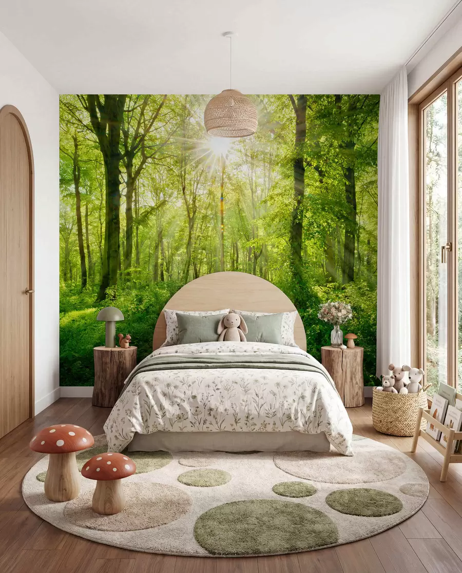 murales de pared Sendero bajo ramas verdes u22252