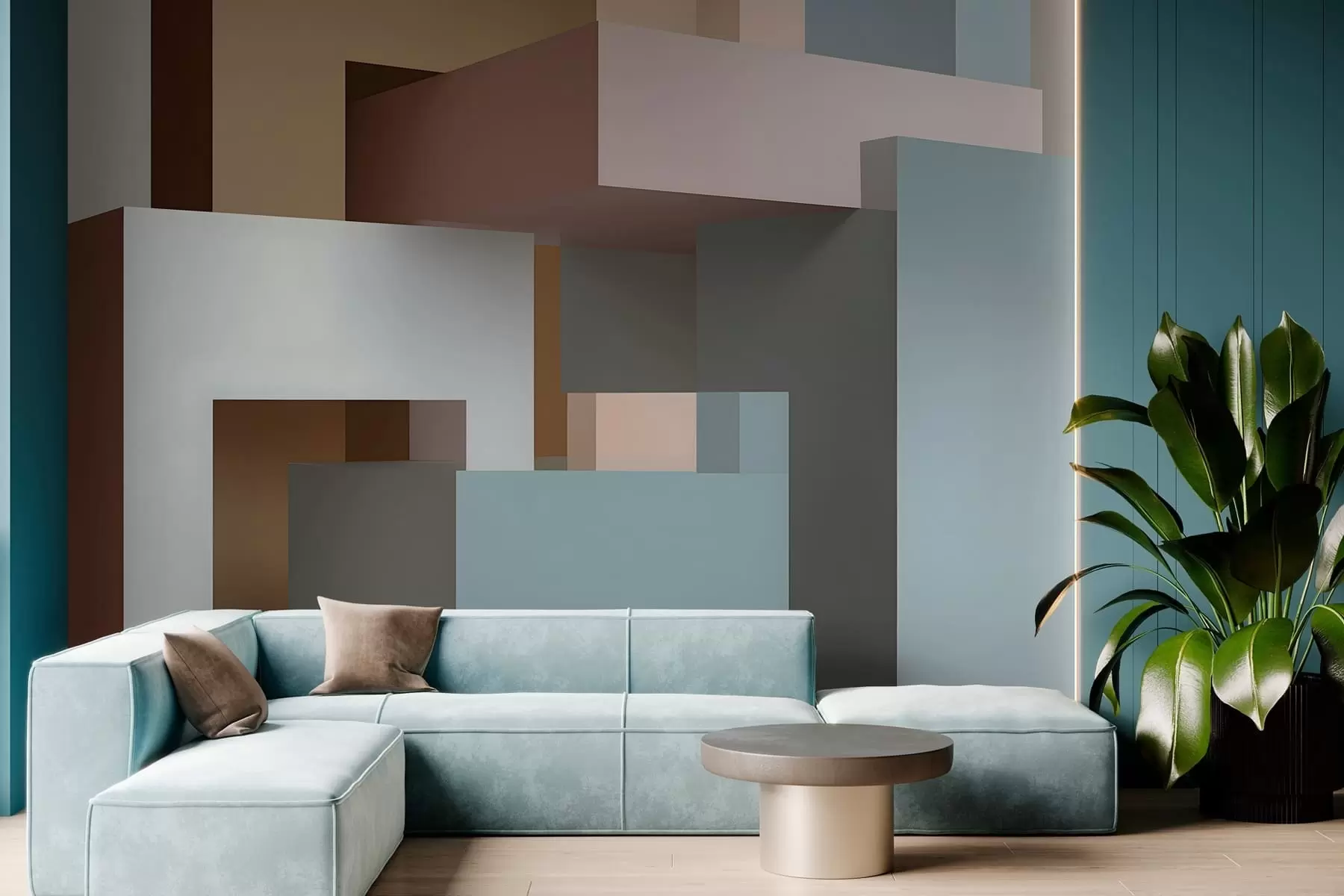 murales de pared geometría abstracta en estilo 3D w05065