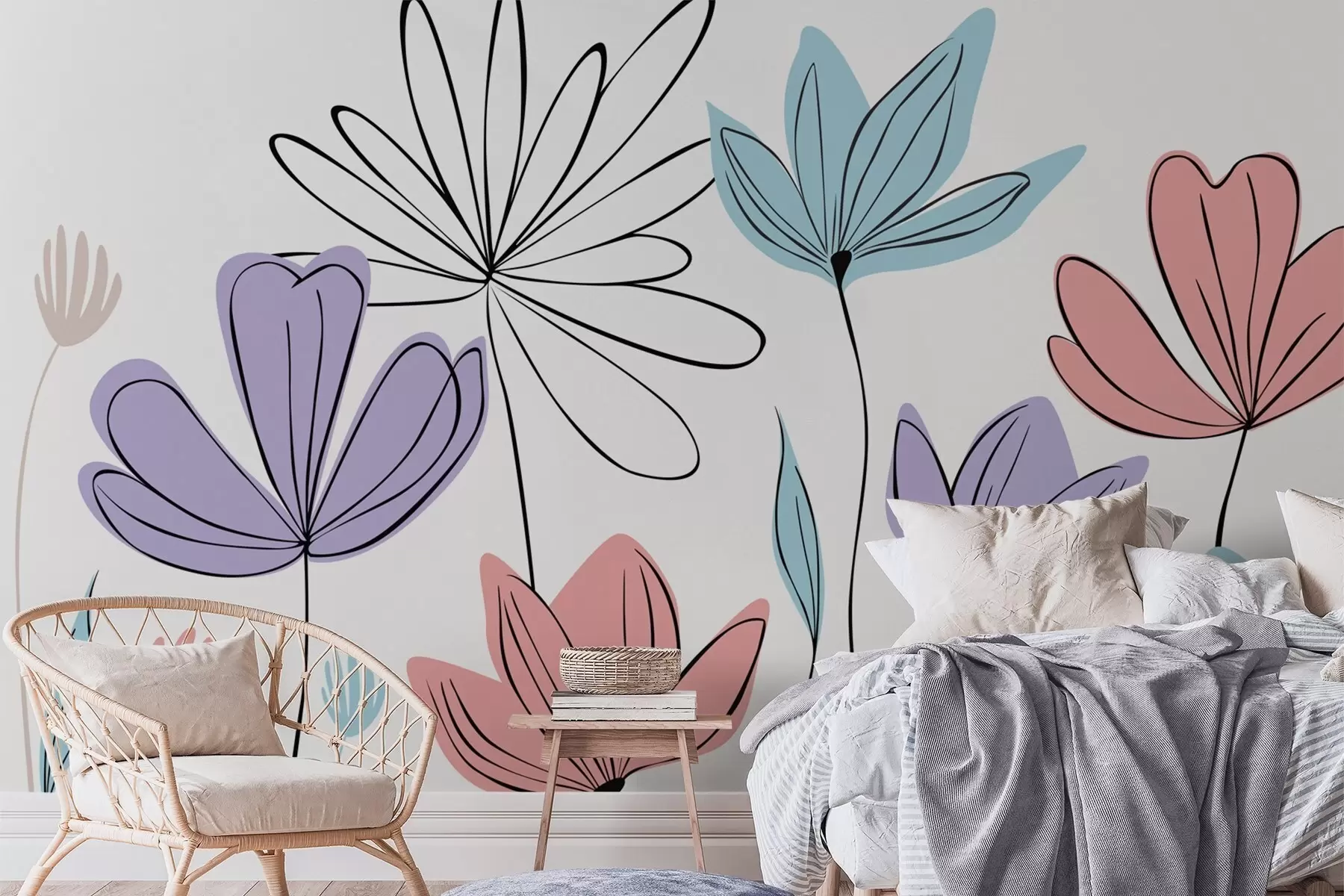 murales de pared flores abstractas w05191v2