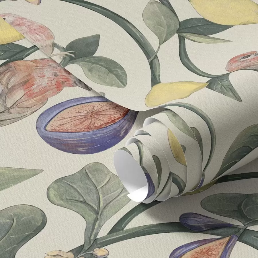 murales de pared Pájaros entre hojas y frutos a01107