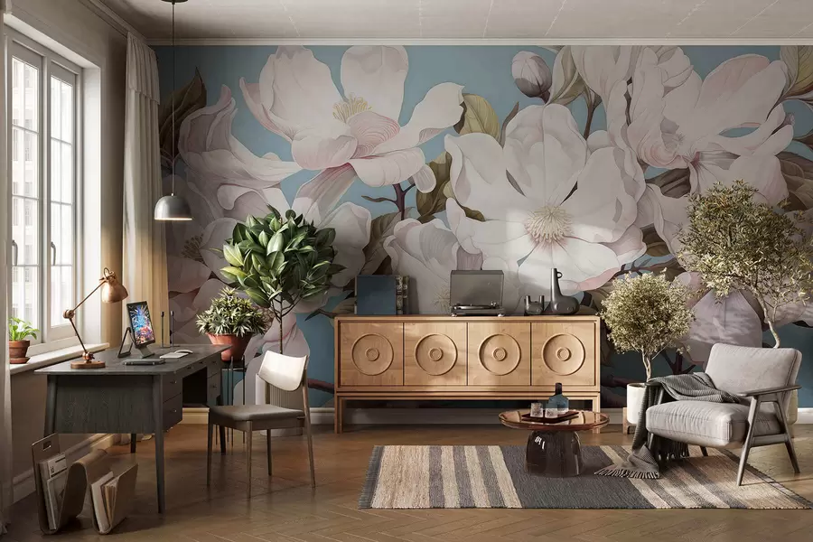 murales de pared Exuberantes flores en la rama de un árbol w05178