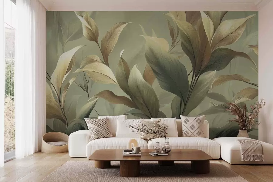 murales de pared Grandes hojas tropicales w09688