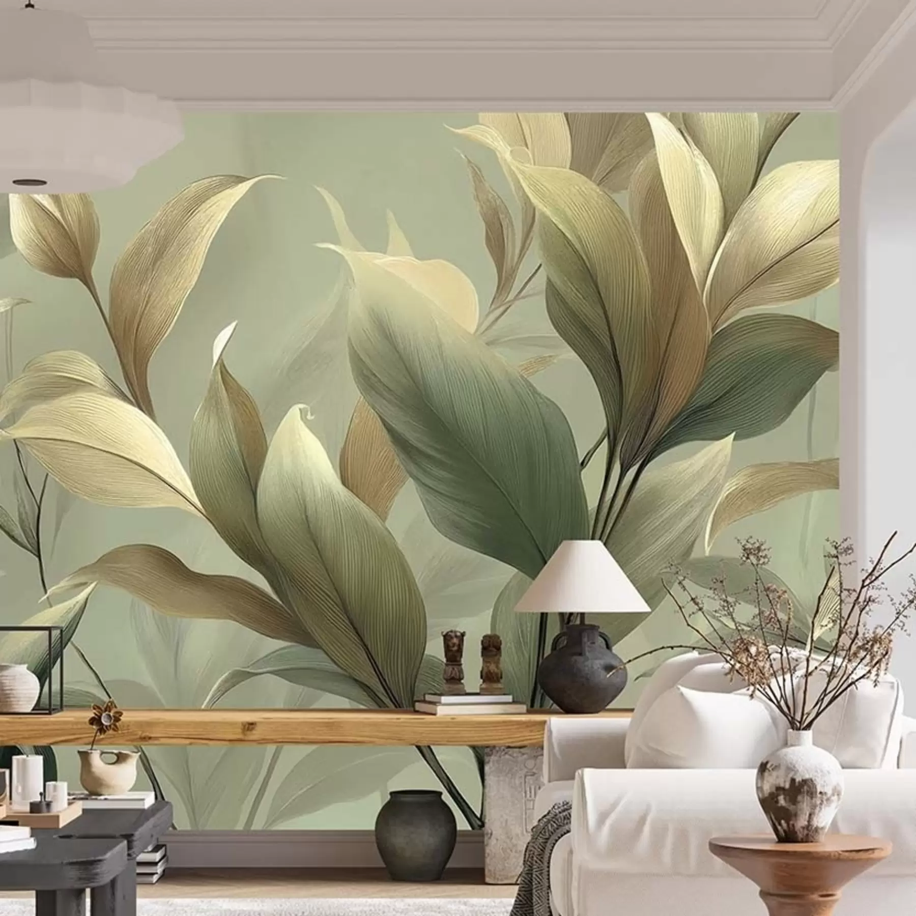 murales de pared Grandes hojas tropicales w09688
