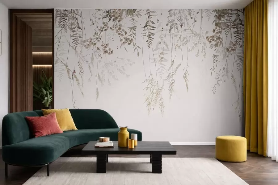 murales de pared Plantas silvestres colgantes sobre un fondo claro w05320