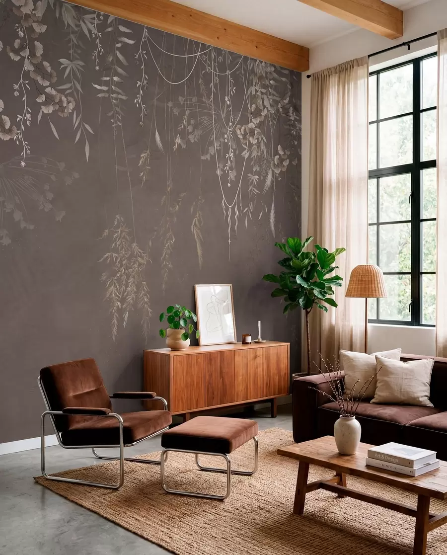 murales de pared Plantas colgantes sobre un fondo oscuro w05320v1