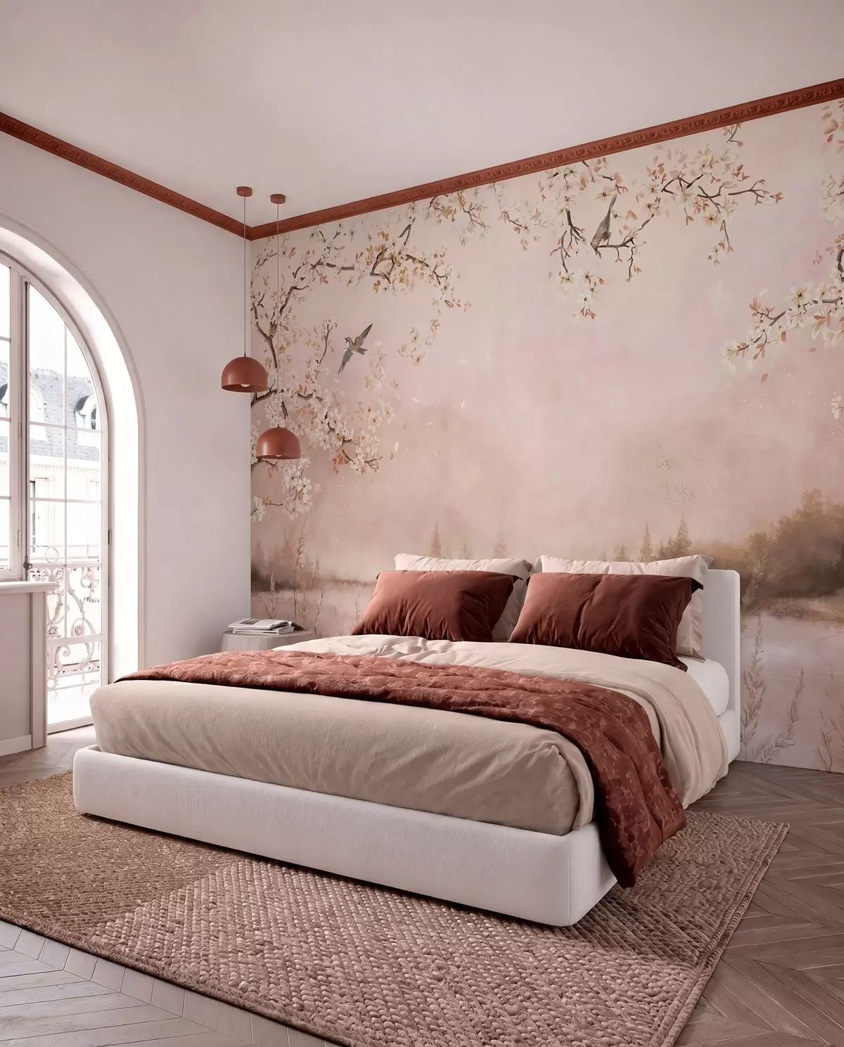murales de pared Ramas en flor en rosa w05155v1
