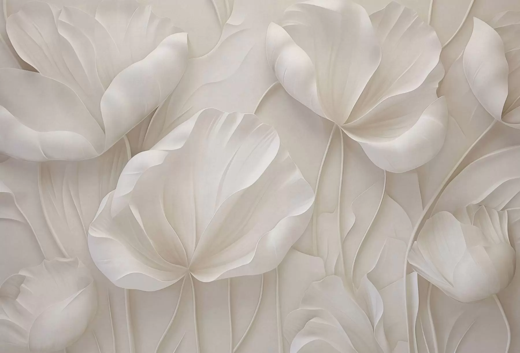 murales de pared Flores esculpidas con pétalos suaves w05355