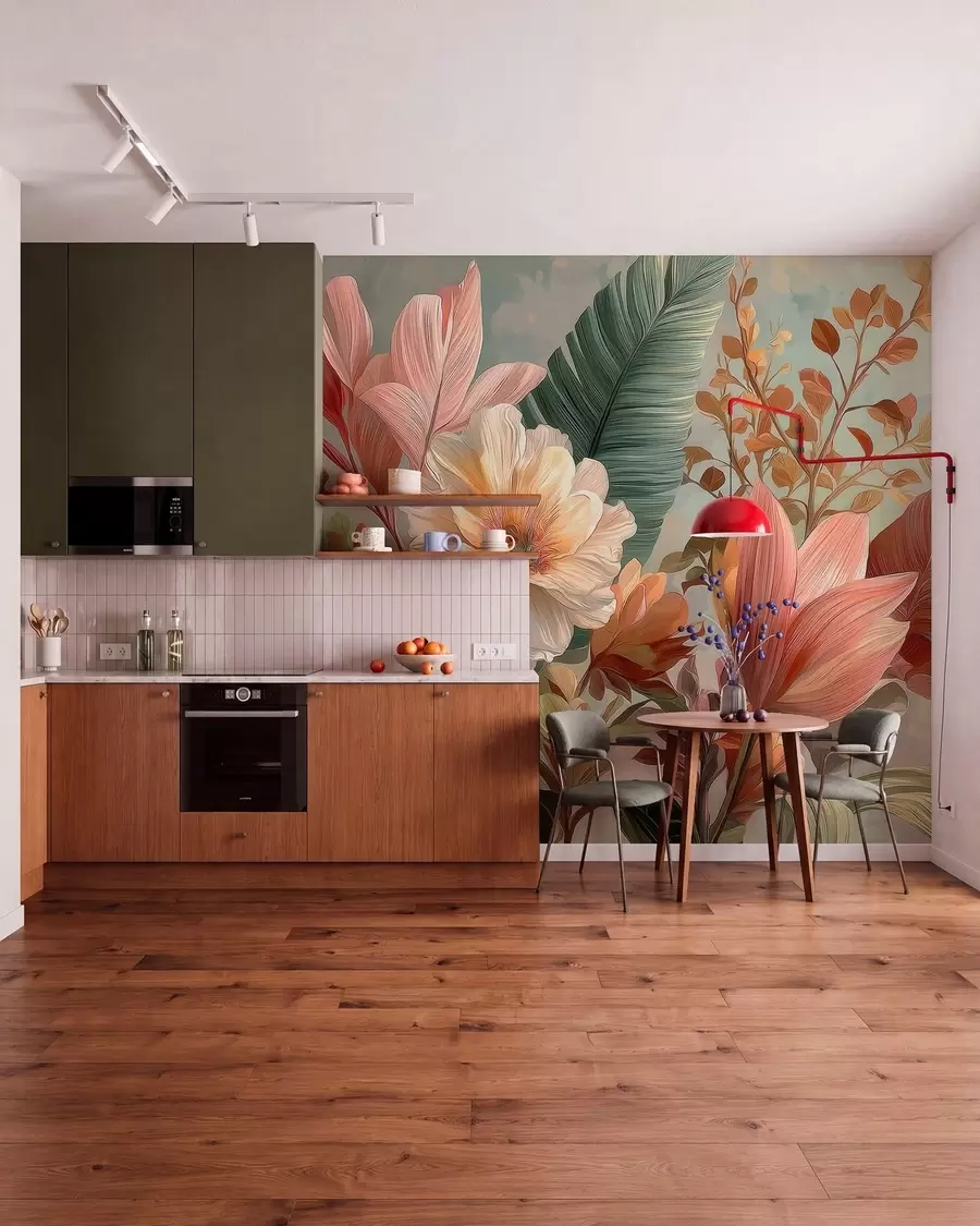 murales de pared Flores con hojas w05378