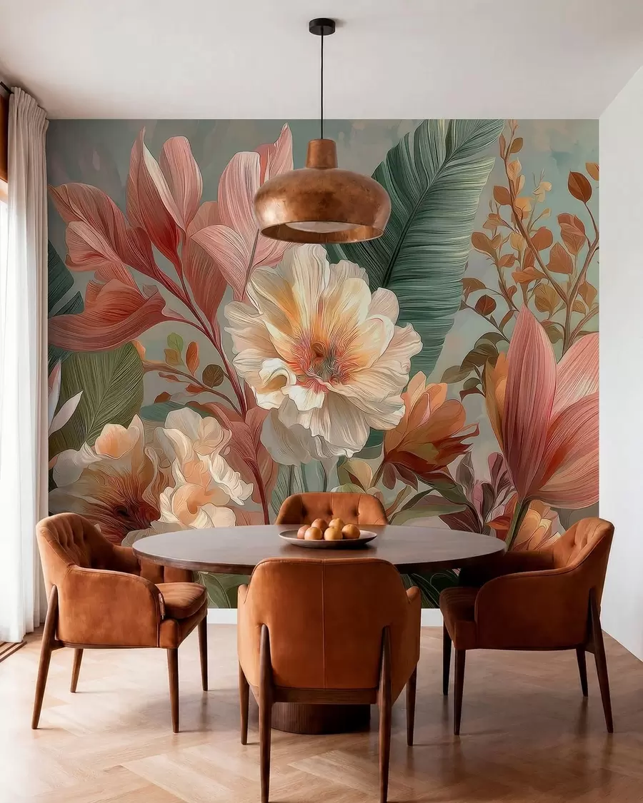 murales de pared Flores con hojas w05378