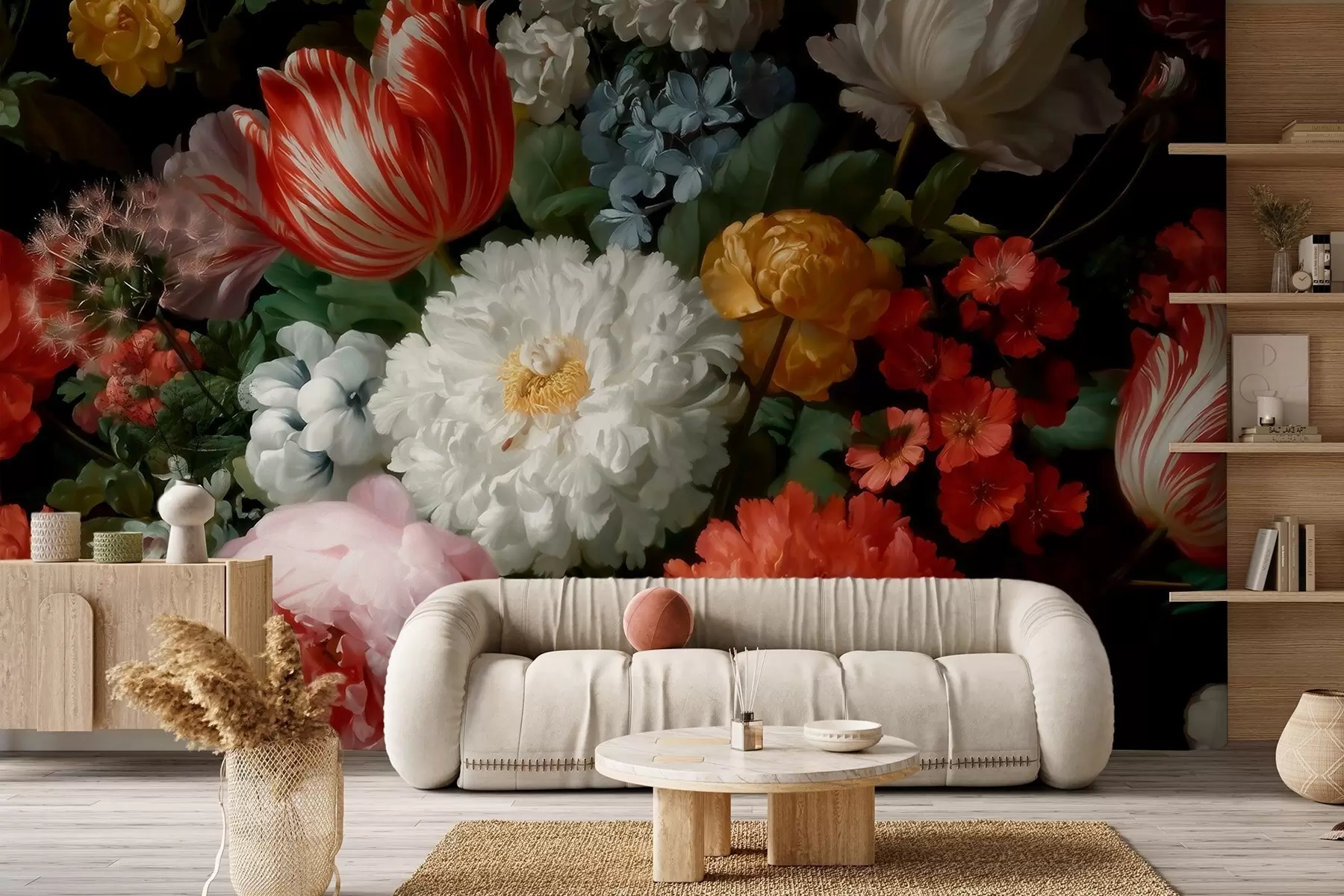 murales de pared Lujoso arreglo floral inspirado en un jardín primaveral w09676