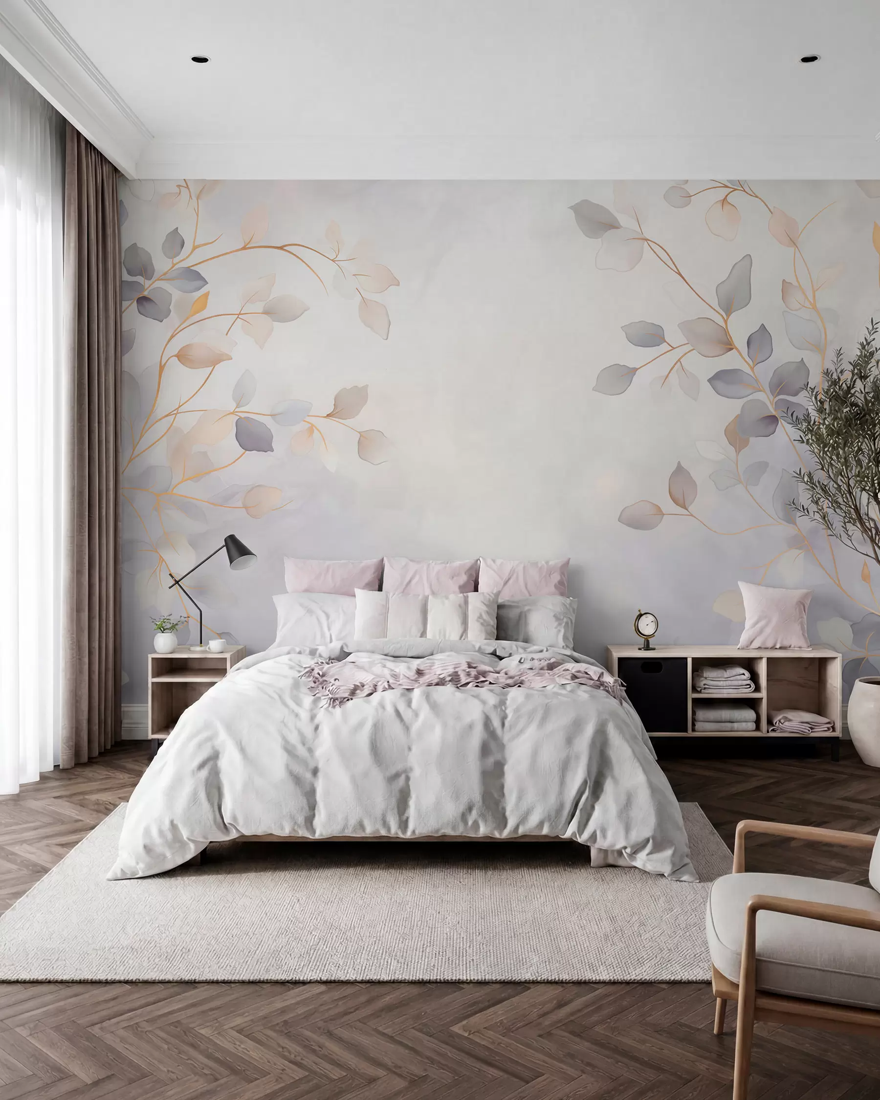 murales de pared Ramas pastel en la bruma w05296